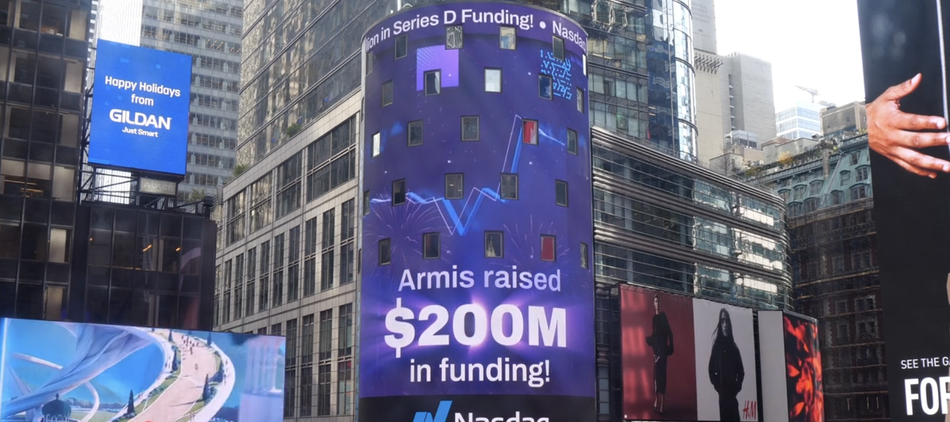 Armis on NASDAQ times square screen